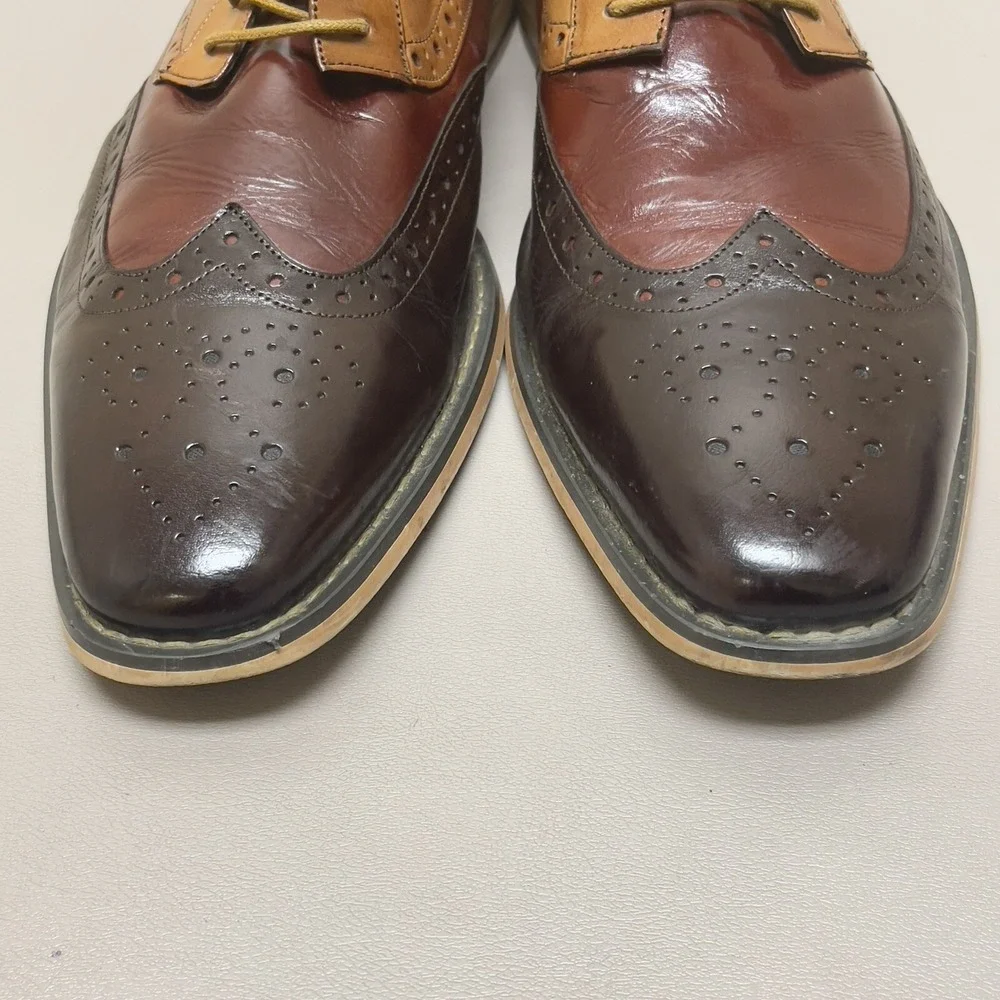 Stacy Adams Shoes Wingtip Oxford Men 12 D Brown Tri Color  Tinsley Dress Lace Up